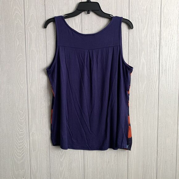 Fortune & Ivy Blue Red Floral Top Sleeveless Size XL NWOT - Picture 3 of 4